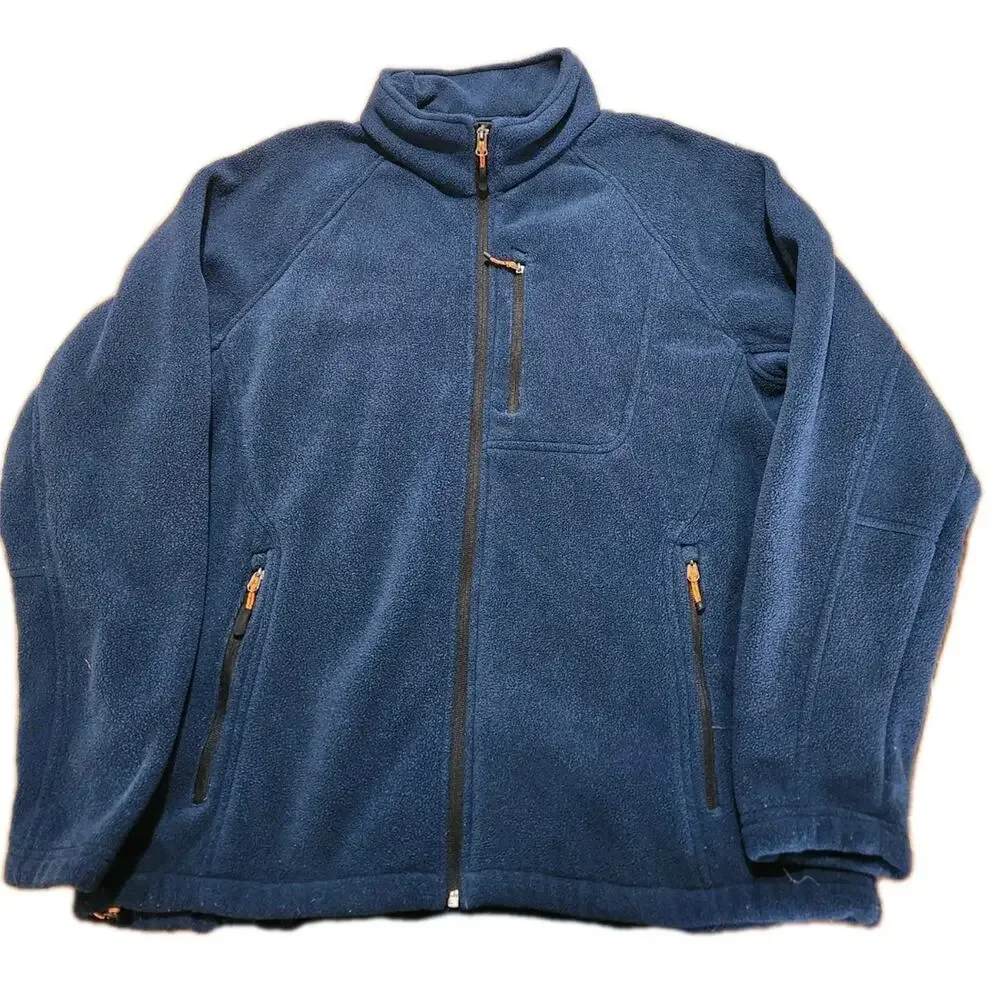 PGA Tour Mens Full Zip Fleece Jacket Blue Golf Midweight Mock Neck Size XL